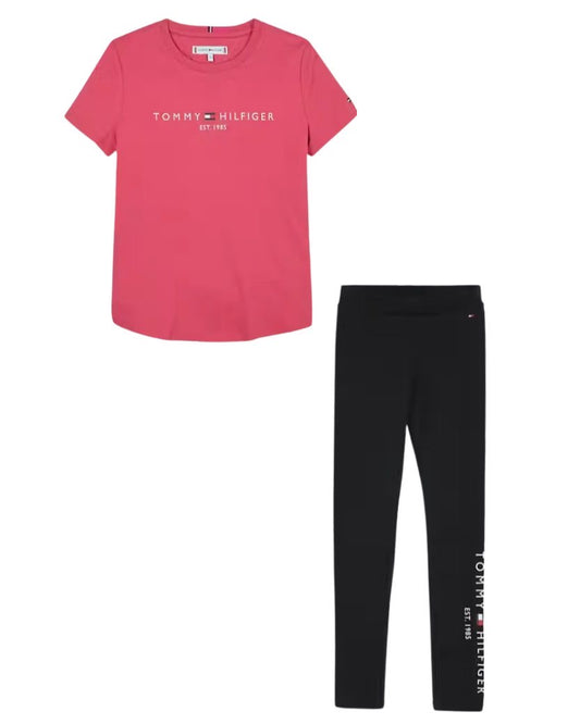 Tommy leggings set pink & black