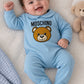 MOSCHINO BABY SKY BLUE BABYGROW WITH GIFT BOX MUY09O