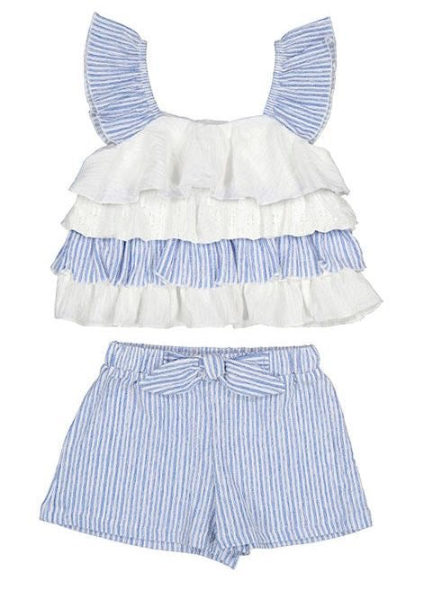 Mayoral Girls blue & white Shorts Set