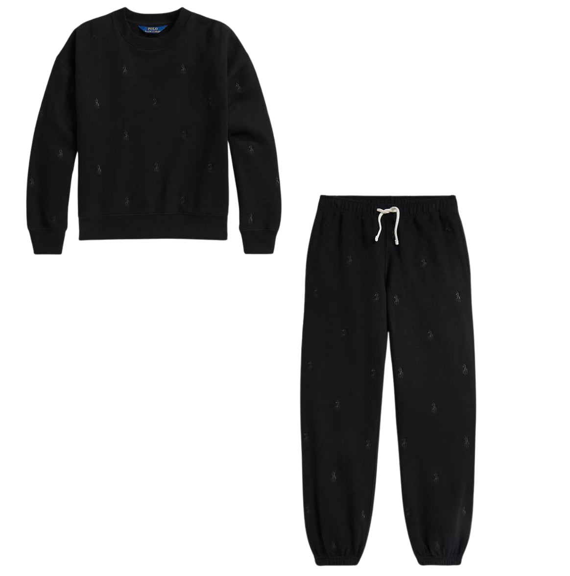RALPH LAUREN GIRL BLACK REPEAT PONY TRACKSUIT