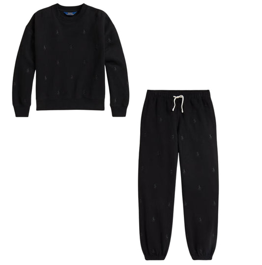 RALPH LAUREN GIRL BLACK REPEAT PONY TRACKSUIT