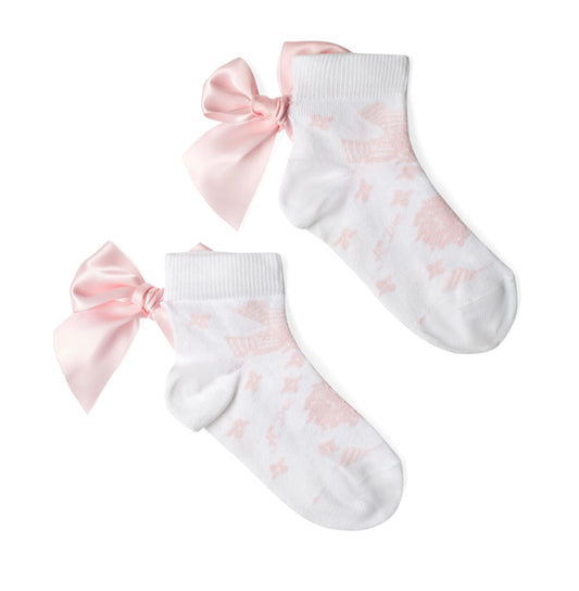 A DEE HEAVENLY HYDRANGEA CLEMINTINE BOW ANKLE SOCK 1904 - BRIGHT WHITE