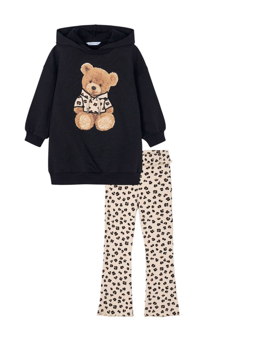 MAYORAL GIRLS BLACK HOODY/LEGGINGS SET 4.928