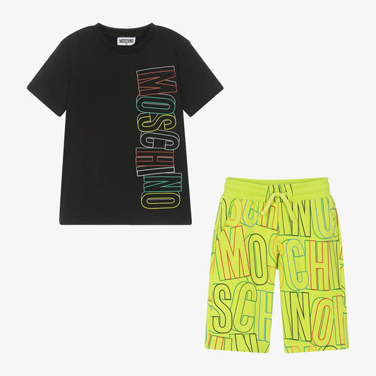 Moschino Black & Lime Shorts Set.