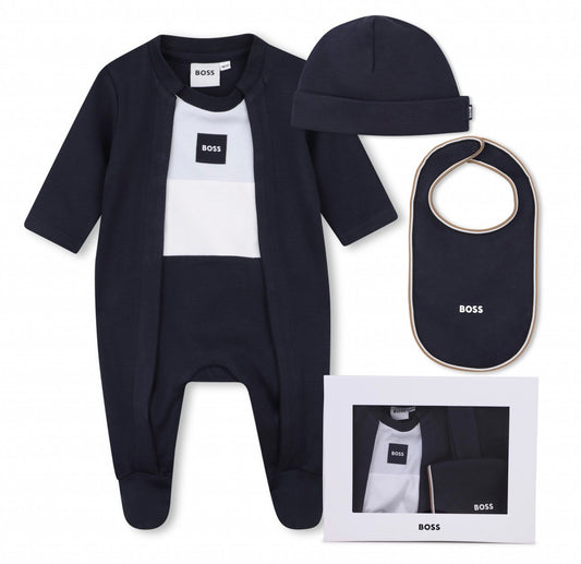 BOSS NB NAVY BABY BOY 3PC SET +GIFT BOX J53292