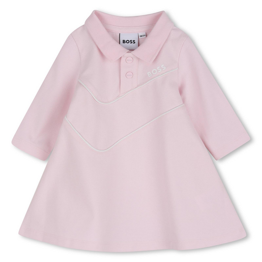 BOSS BABY/TODDLER LONG SLEEVE POLO DRESS IN FESTIVAL BLOOM PINK J53326