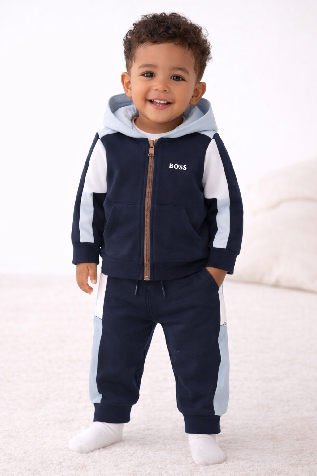 BOSS BOY NAVY BABY/TODDLER TRACKSUIT SET J52447/J52429