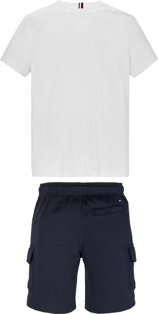 TOMMY HILFIGER NAVY/WHITE CARGO SHORTS SET 9661