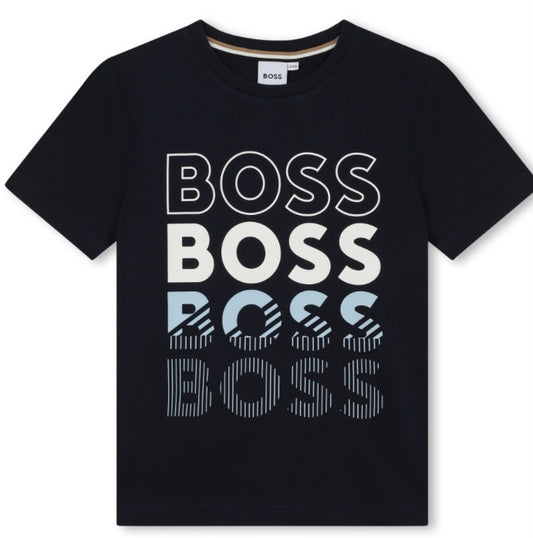 Boss Navy Repeat Logo T shirt