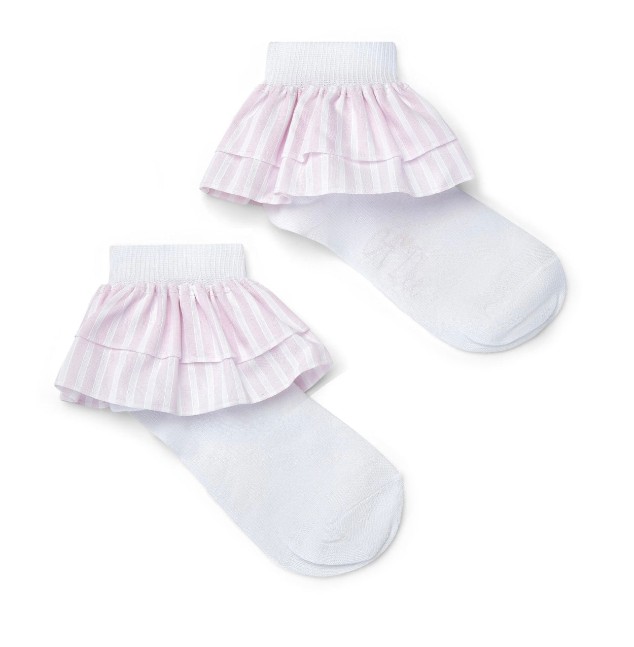 A DEE HEAVENLY HYDRANGEA CAPRI SEERSUCKER FRILL ANKLE SOCK 1905 - BRIGHT WHITE