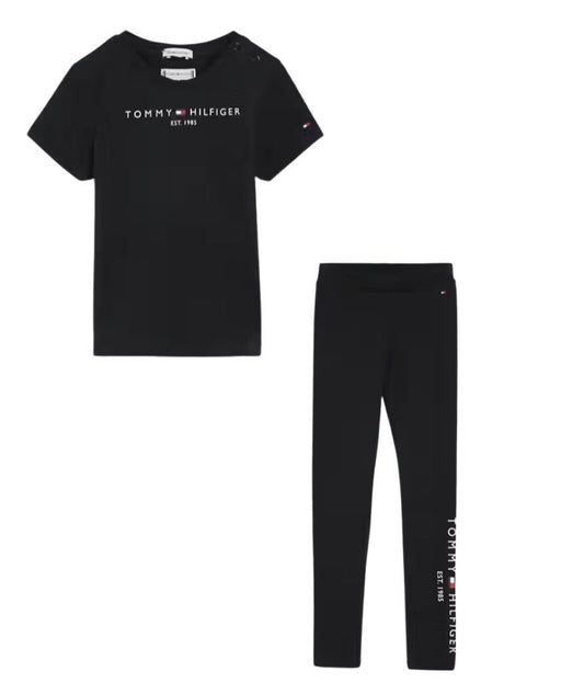 TOMMY HILFIGER BLACK LEGGINGS SET