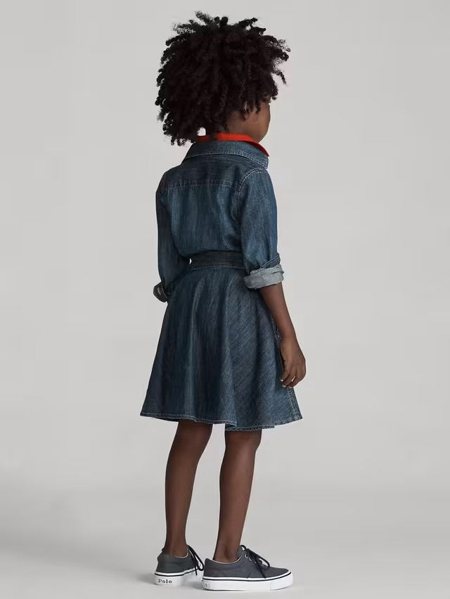 RALPH LAUREN GIRLS DENIM SHIRT DRESS