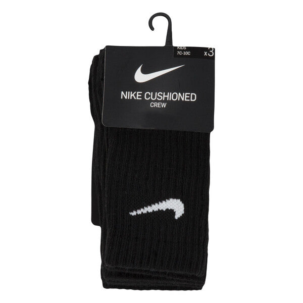 NIKE 3PK BLACK CREW SOCKS RN0027
