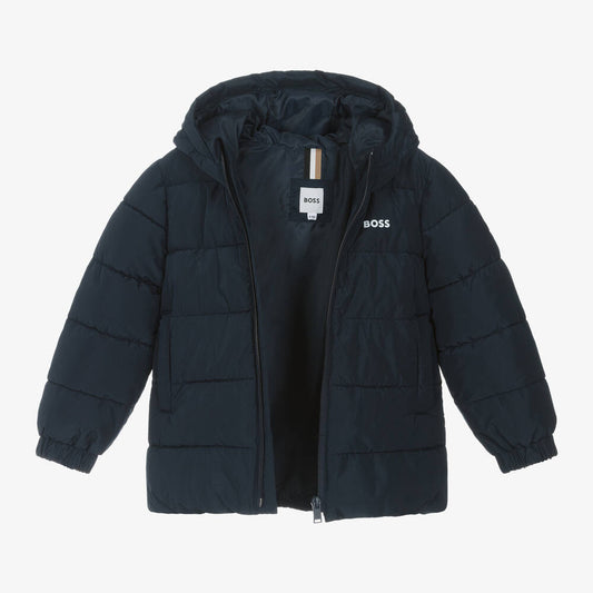 BOSS NAVY PUFFER JACKET J51237