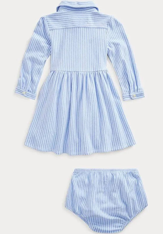 RALPH LAUREN BABY/TODDLER STRIPED BLUE DRESS