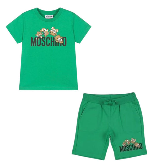 MOSCHINO GREEN SHORTS SET