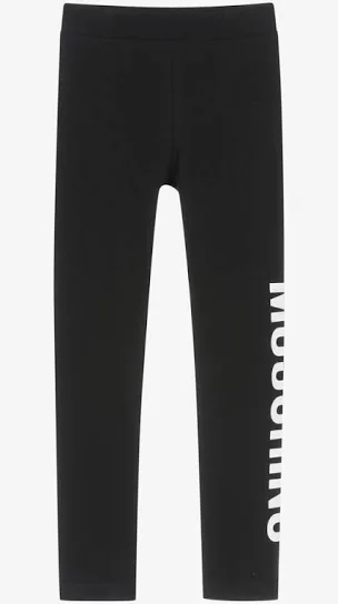 MOSCHINO KIDS BLACK LEGGINGS HDP06G
