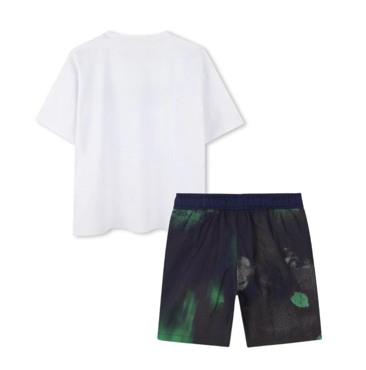 HUGO WHITE T SHIRT/SWIM SHORTS SET G00339/G00330.