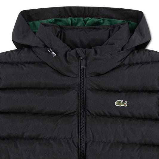 LACOSTE BOYS BLACK MID WEIGHT PUFFER JACKET 847907