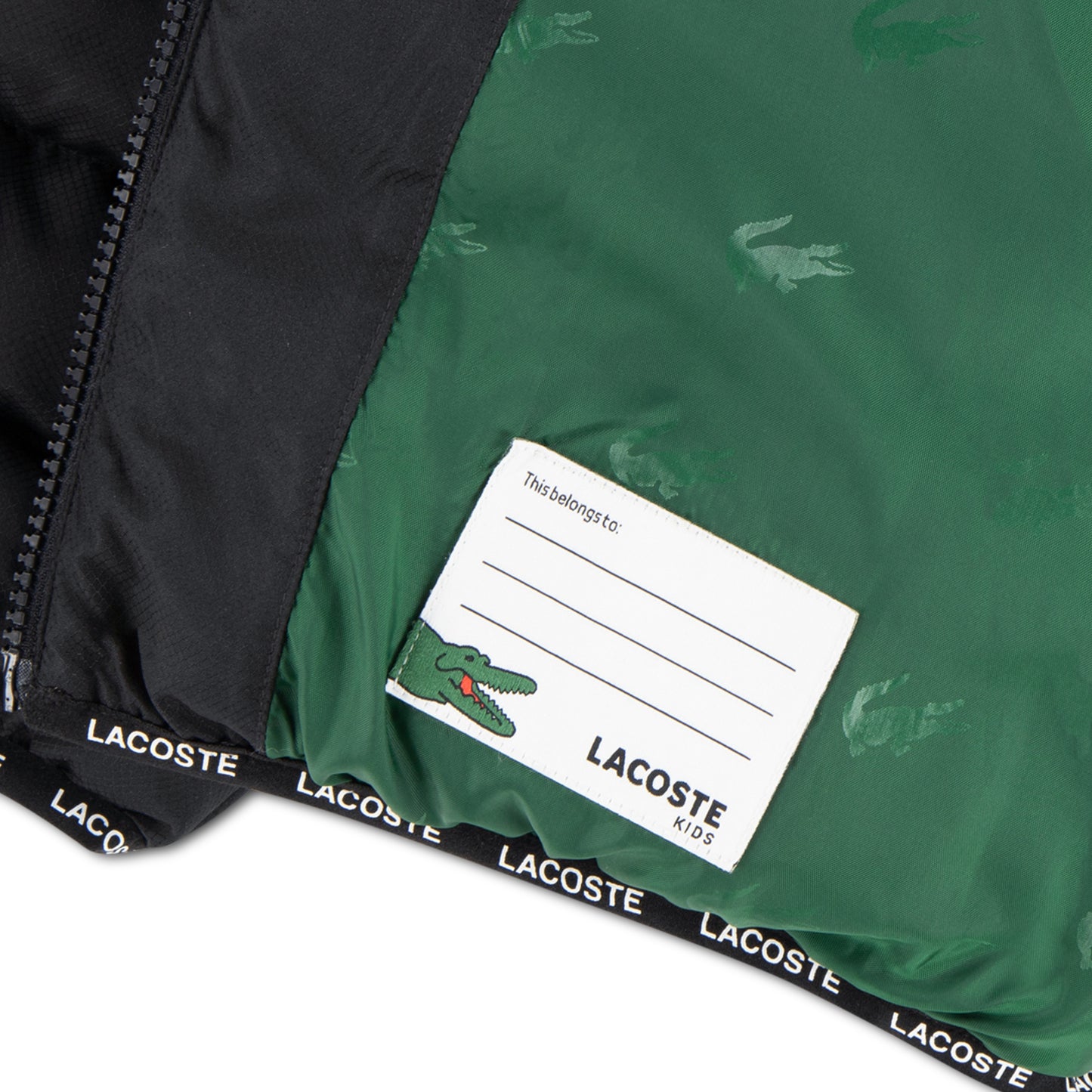 LACOSTE BOYS BLACK MID WEIGHT PUFFER JACKET 847907