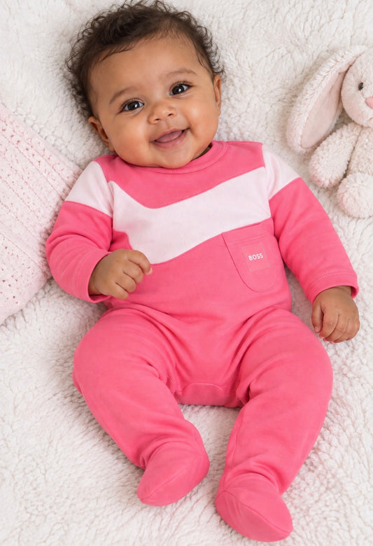 BOSS NB GIRL PINK BABY GROW J53325