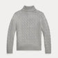 RALPH LAUREN BOY/TEEN CABLE KNIT GREY PULLOVER