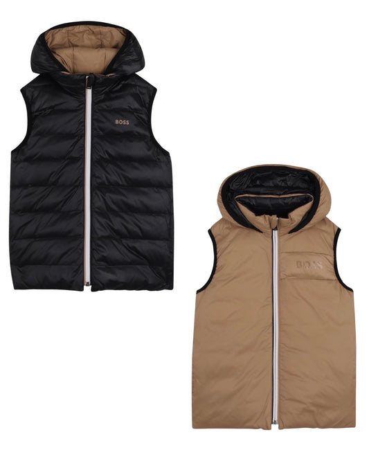 BOSS BOY BEIGE REVERSIBLE BODY WARMER/GILET J53436