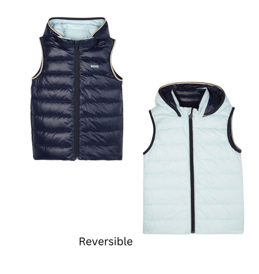 BOSS BOYS BLUE REVERSIBLE PUFFER JACKET J52395