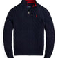 RALPH LAUREN NAVY CABLE KNIT ZIP PULLOVER 68894017