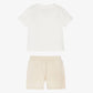 MOSCHINO BABY/TODDLER WHITE/BEIGE SHORTS SET M6G00M