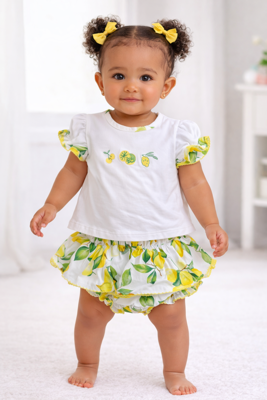 DEOLINDA BABY GIRL/TODDLER LEMONS BLOOMERS SET