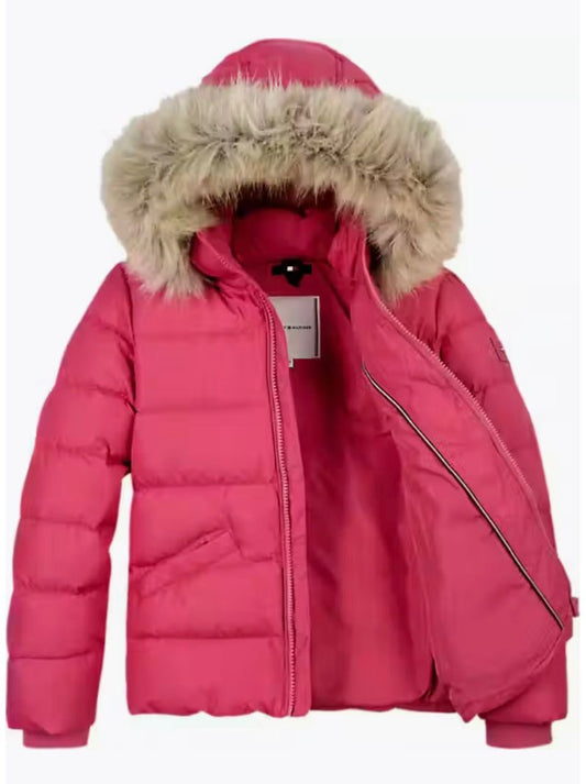 TOMMY HILFIGER GIRLS PINK PUFFER