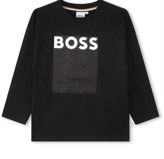 BOSS Boys Black Logo T-Shirt J25O75  