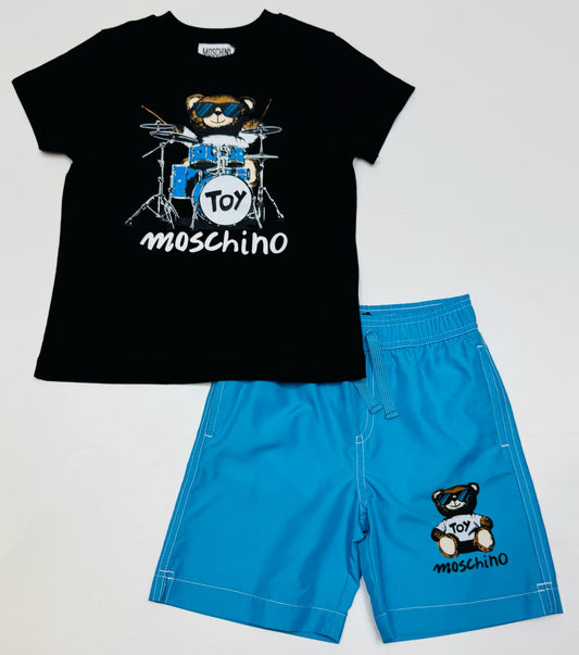 MOSCHINO T SHIRT & SWIM SHORTS SET H8M04K-HUL01I