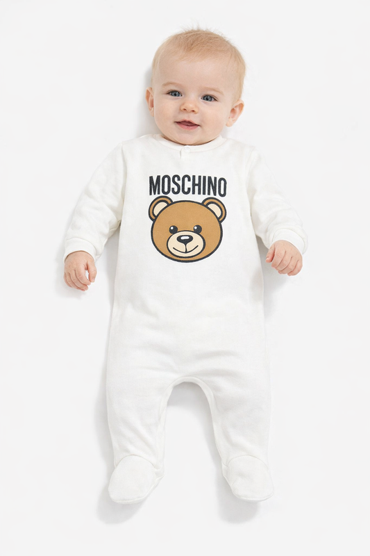 MOSCHINO KIDS WHITE BABYGROW W/GIFT BOX MUY086
