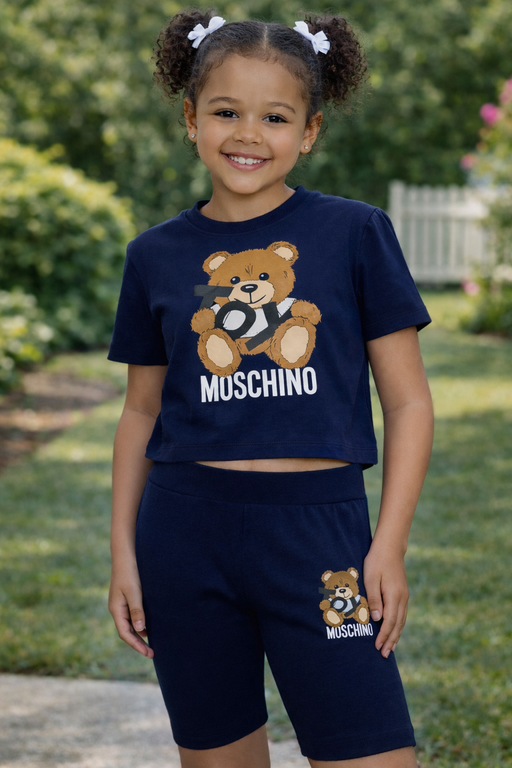 MOSCHINO NAVY CYCLING SHORTS SET HDG01H