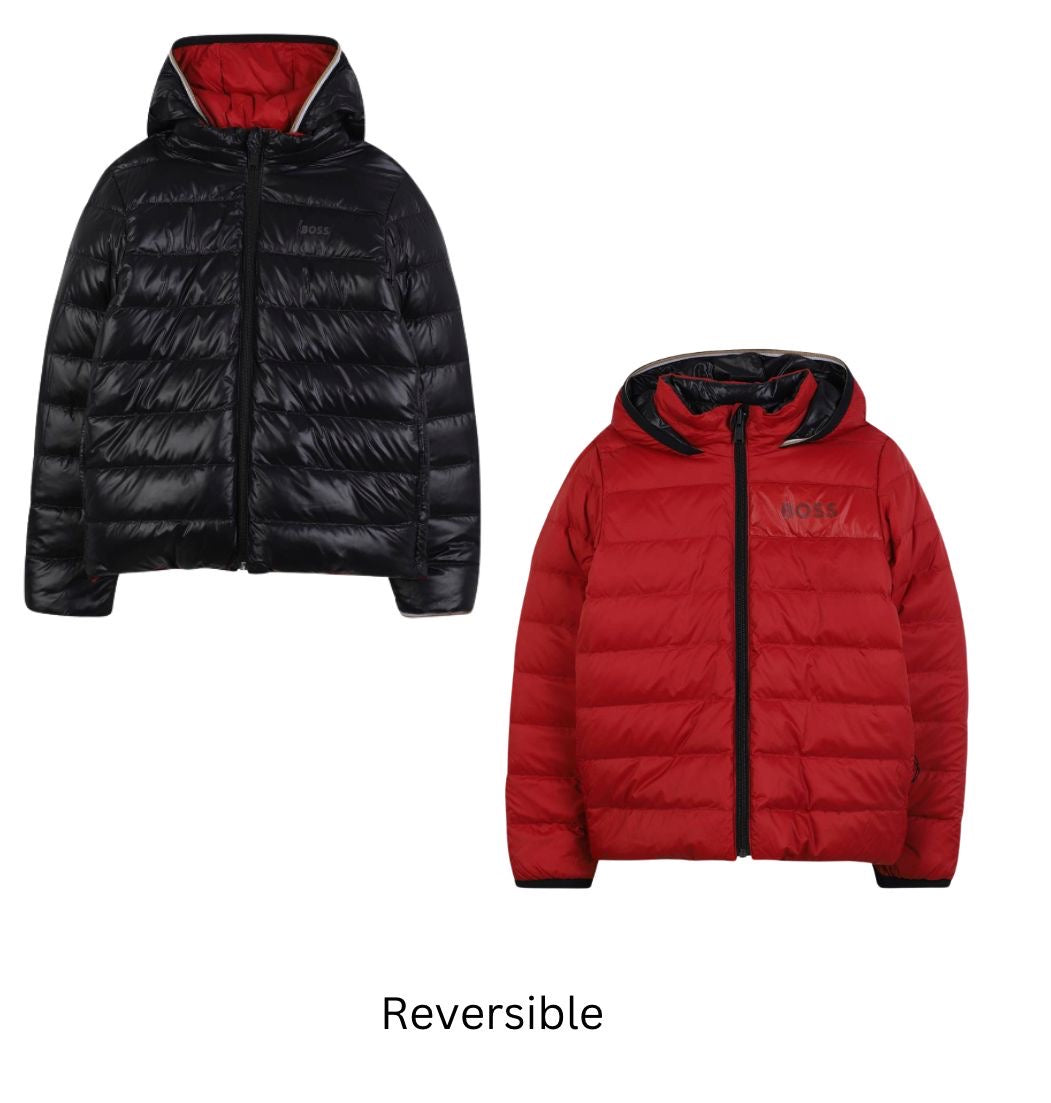 BOSS BOYS RED AND BLACK REVERSIBLE JACKET J52398