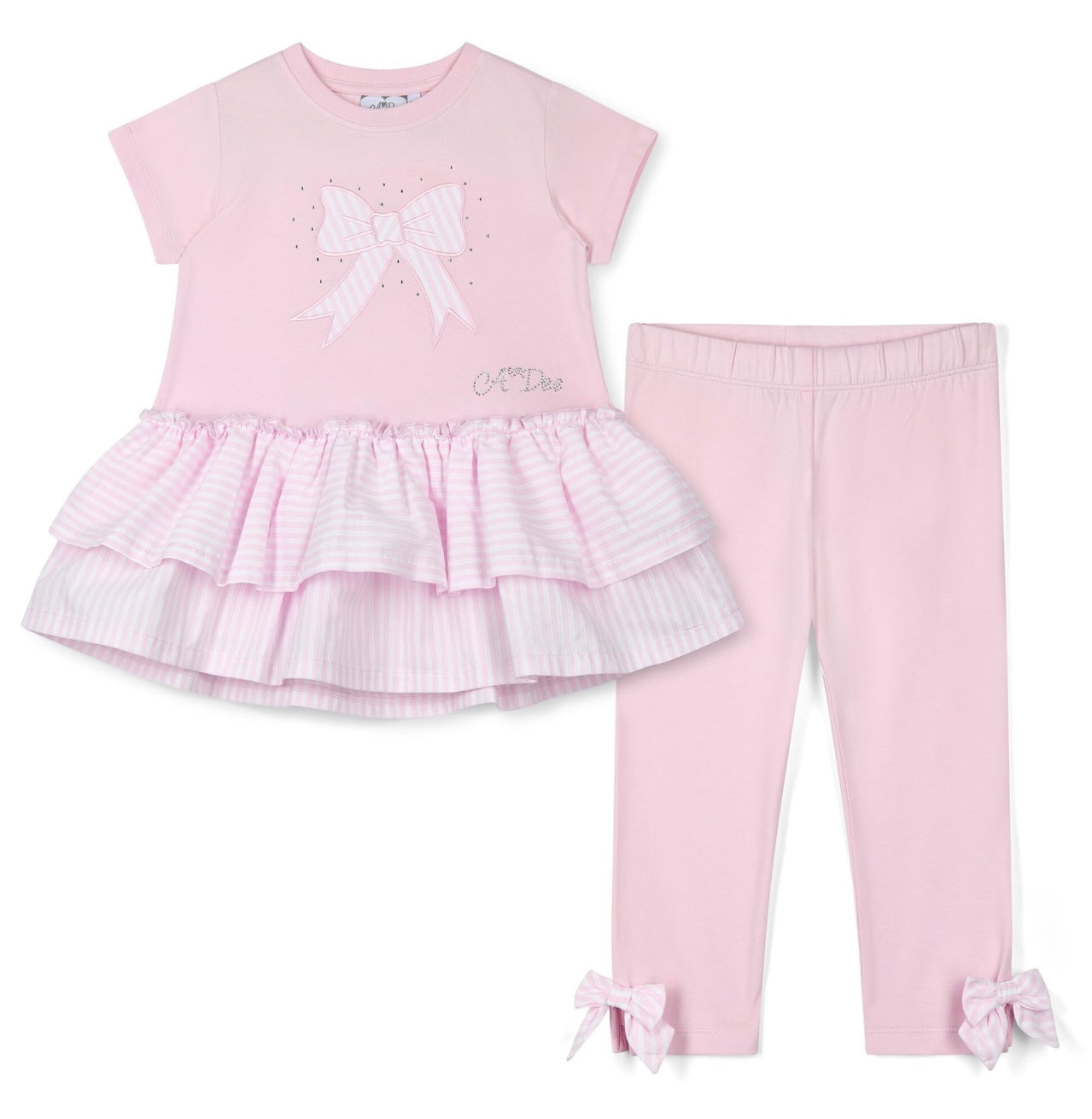 A DEE HEAVENLY HYDRANGEA CECELIA PINK SEERSUCKER FRILL LEGGING SET 1508 - PINK BLOSSOM