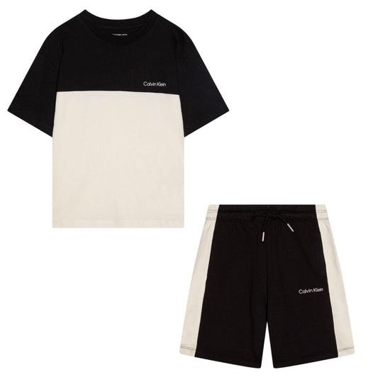 CALVIN KLEIN COLOUR BLOCK T SHIRT/SHORTS SET