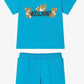 MOSCHINO KIDS T SHIRT & SHORTS SET BLUE MZG00M