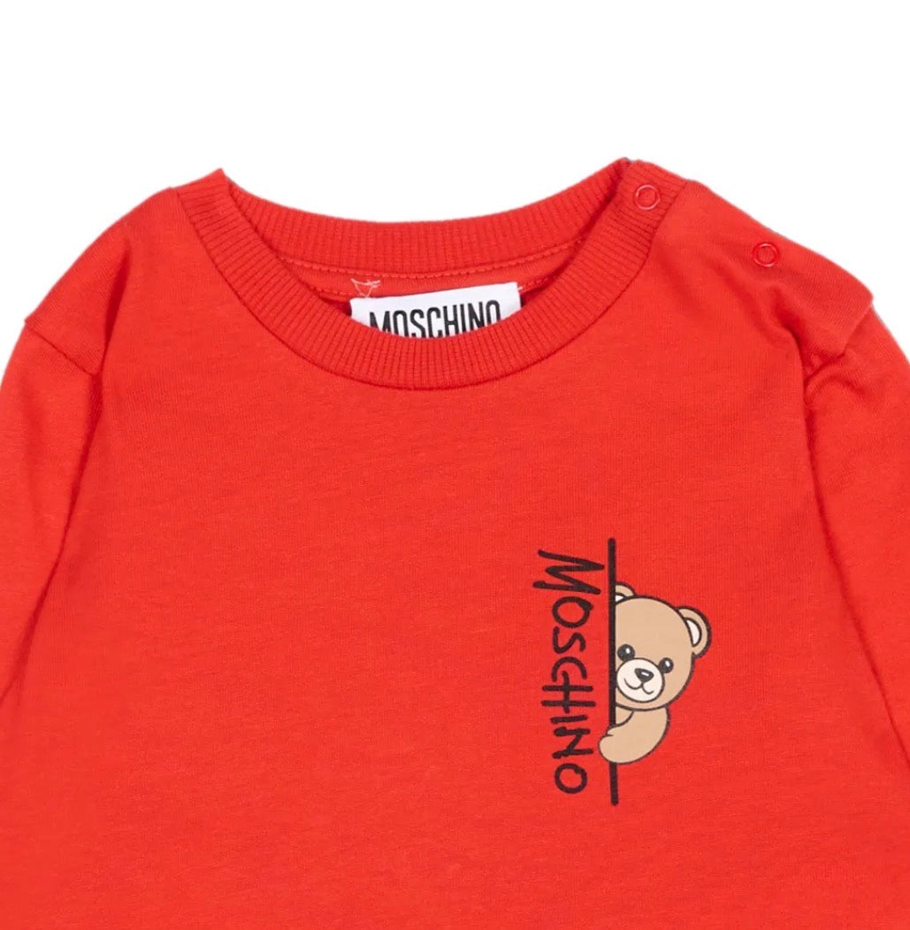MOSCHINO BABY/TODDLER RED L/S T SHIRT MNO014
