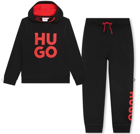HUGO Boys Black Logo Tracksuit G25152 G24128