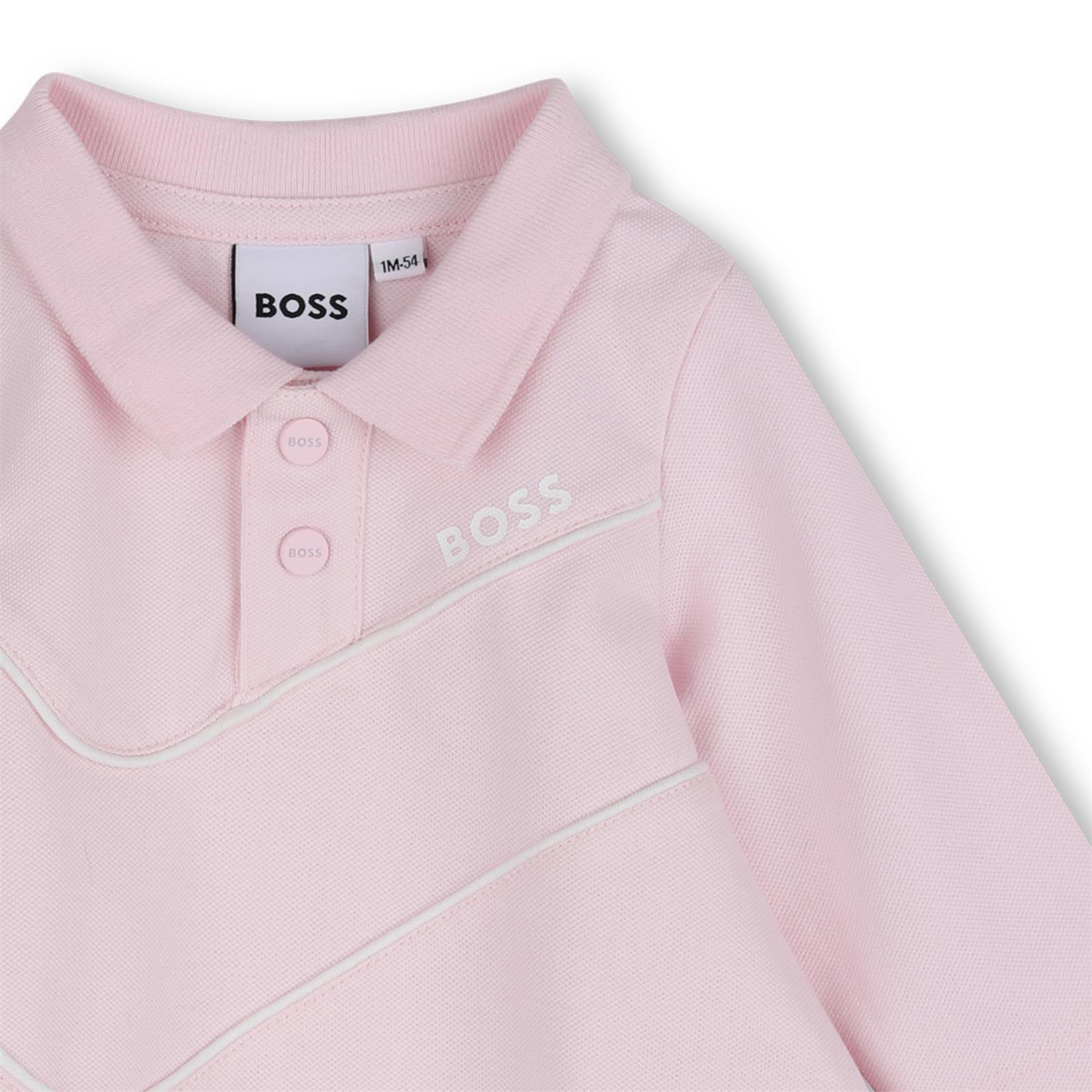 BOSS BABY/TODDLER LONG SLEEVE POLO DRESS IN FESTIVAL BLOOM PINK J53326