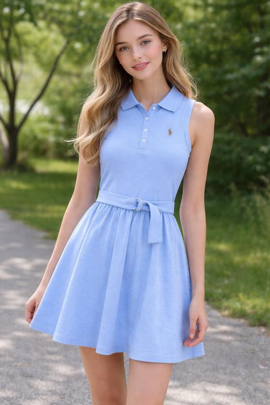 RALPH LAUREN TEEN GIRLS OXFORD BLUE POLO DRESS 966714