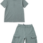 C.P.COMPANY BOYS SILVER BLUE T SHIRT/SHORTS SET CUG006