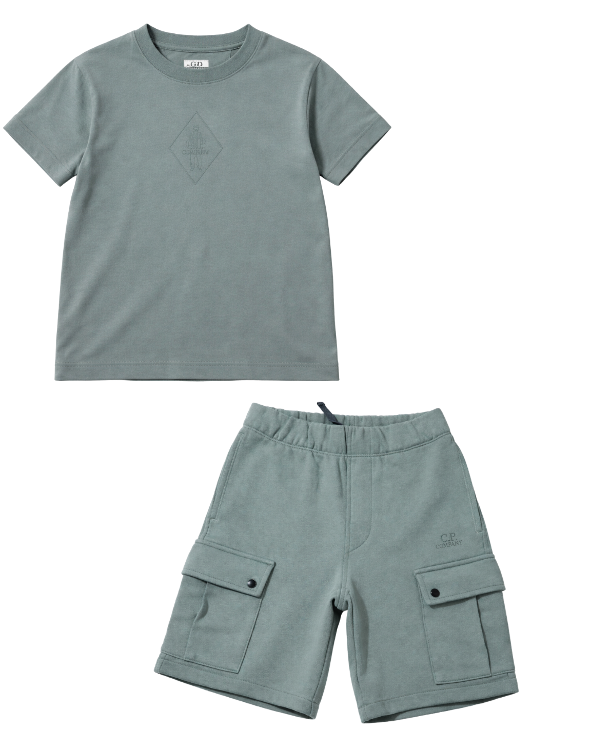 C.P.COMPANY BOYS SILVER BLUE T SHIRT/SHORTS SET CUG006