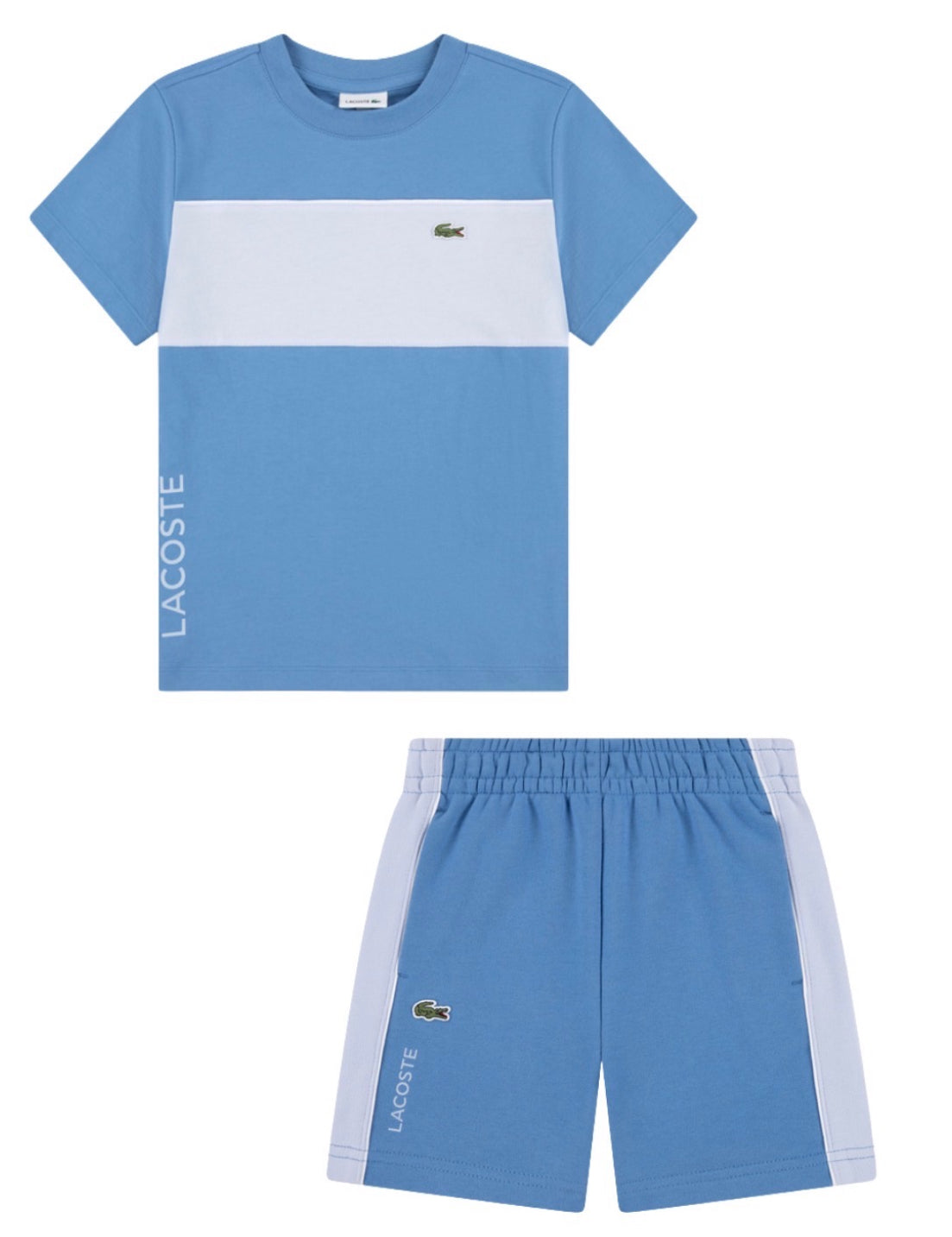 LACOSTE BOYS BLUE T SHIRT & JERSEY SHORTS SET
