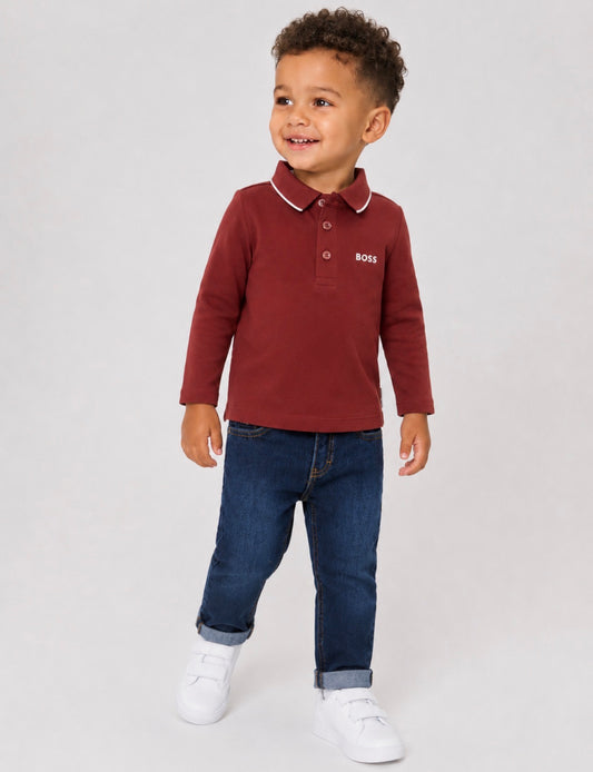 BOSS BABY/TODDLER RED POLO SHIRT J53481