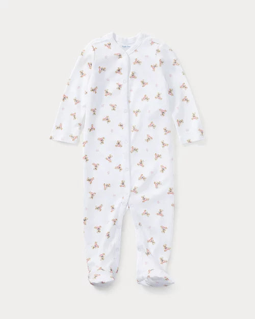 RALPH LAUREN PALE PINK BEAR BABYGROW