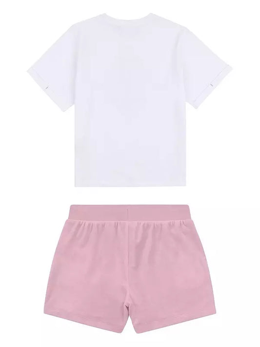 JUICY COUTURE WHITE & PINK SHORT SET